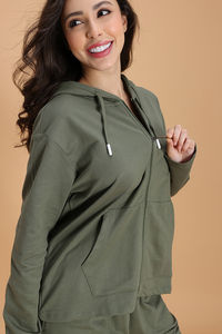 Zivame Knit Cotton Hoodie - Four Leaf Clover — thumbnail 7